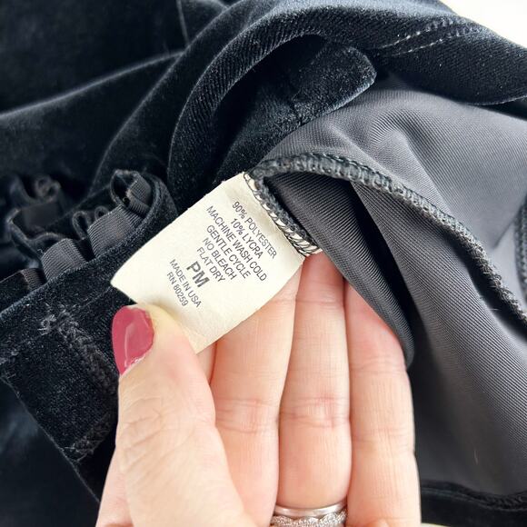 Black Velvet Mini Cropped Cardigan – Ruffled Hem, Petite Medium - Picture 4 of 5